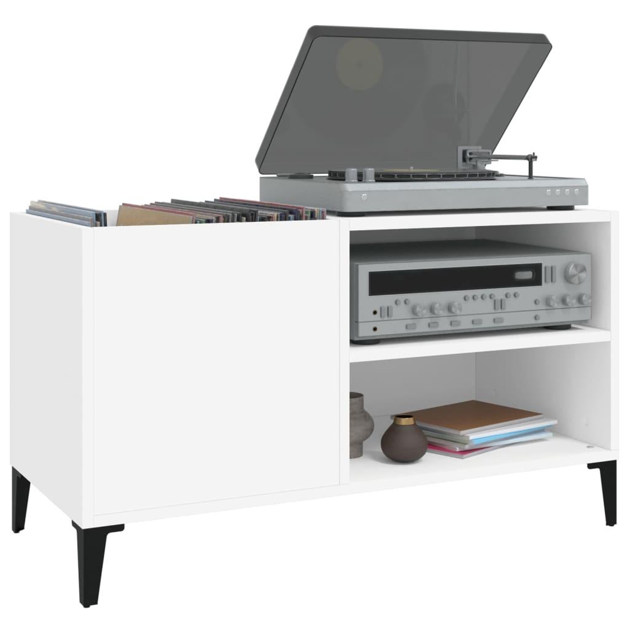 Voir la diapositive 4 : VIDAXL Armoire a disques blanc 84,5x38x48 cm bois d'ingenierie