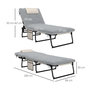 Voir la diapositive 3 : OUTSUNNY Lot de 2 transats bains de soleil pliables inclinables - tétière, matelas épais - métal tissu gris crème