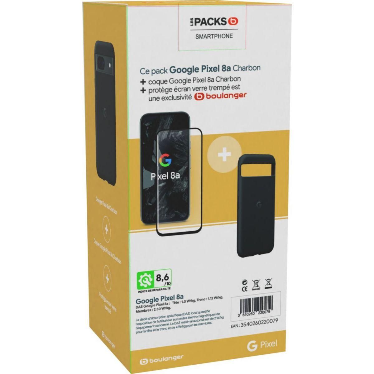 GOOGLE Smartphone Pack Pixel 8a + Cover + Verre trempé