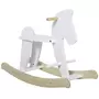 HOMCOM Cheval à bascule en bois - jeu à bascule bois - poignées repose-pied butées - MDF contreplaqué blanc bois naturel