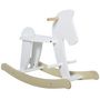 Voir la diapositive 1 : HOMCOM Cheval à bascule en bois - jeu à bascule bois - poignées repose-pied butées - MDF contreplaqué blanc bois naturel