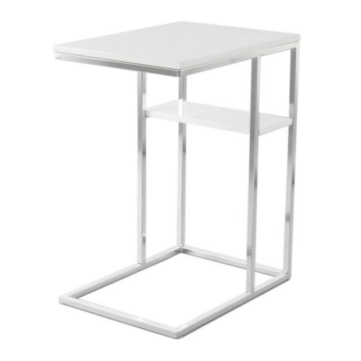 Paris Prix Table d'Appoint Design  Lucilla  60cm Blanc & Argent