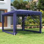 VIDAXL Tente de fete avec 4 parois laterales en maille Bleu 3x4 m PEHD