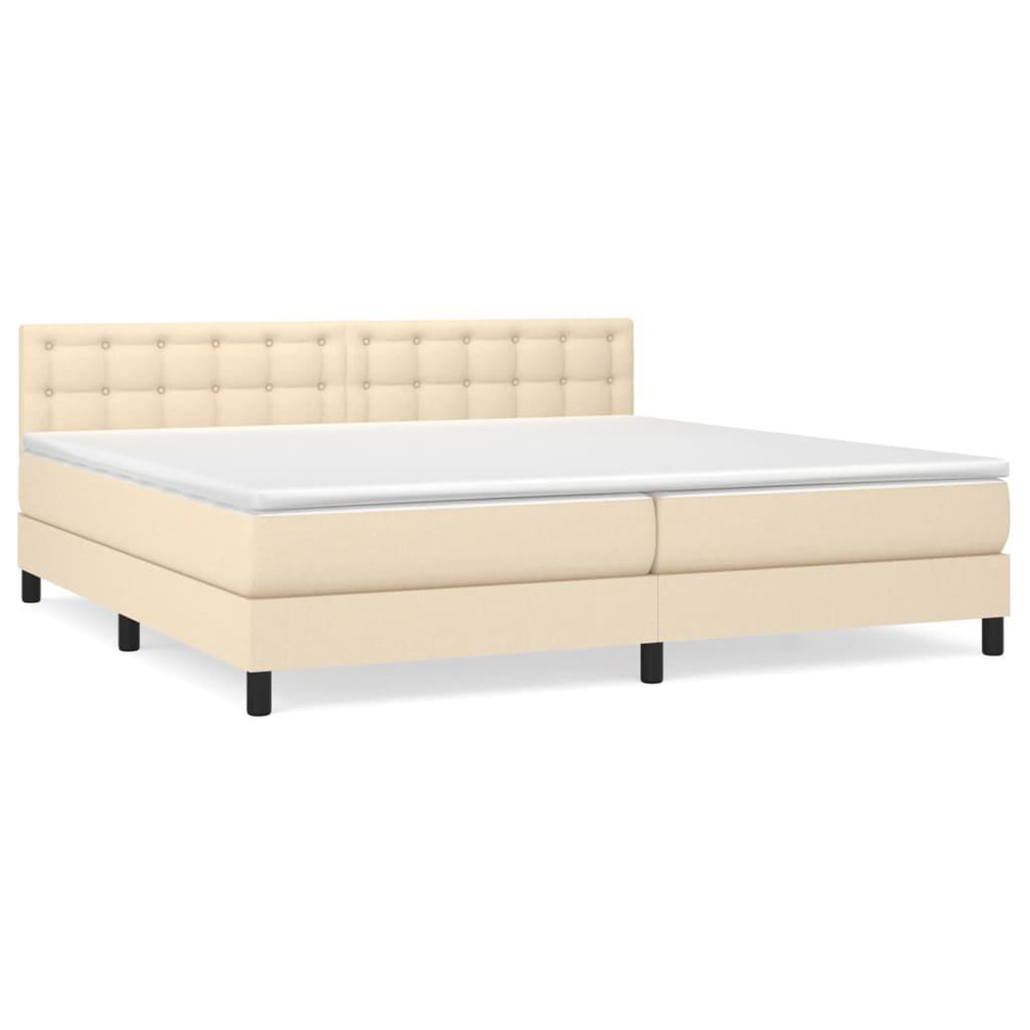 Voir la diapositive 2 : VIDAXL Sommier a lattes de lit avec matelas Creme 200x200 cm Tissu