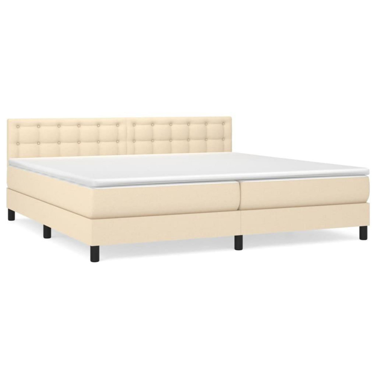 VIDAXL Sommier a lattes de lit avec matelas Creme 200x200 cm Tissu