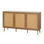 Voir la diapositive 3 : BEST MOBILIER Goto - buffet bas - effet bois et cannage - 140 cm