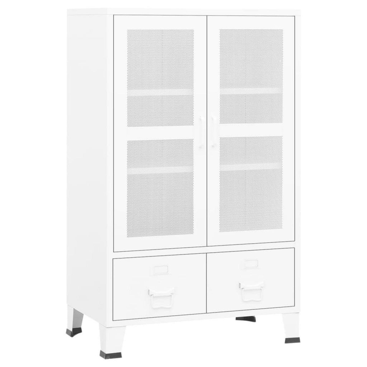 VIDAXL Coffre de rangement industriel Blanc 70x40x115 cm Metal