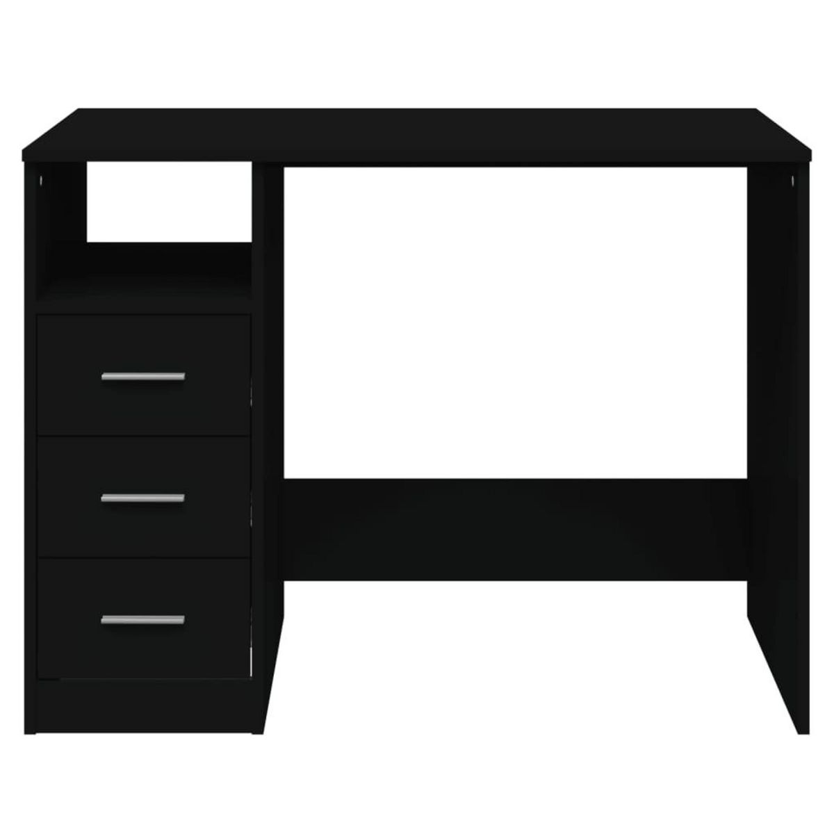 VIDAXL Bureau avec tiroirs Noir 102x50x76 cm Bois d'ingenierie