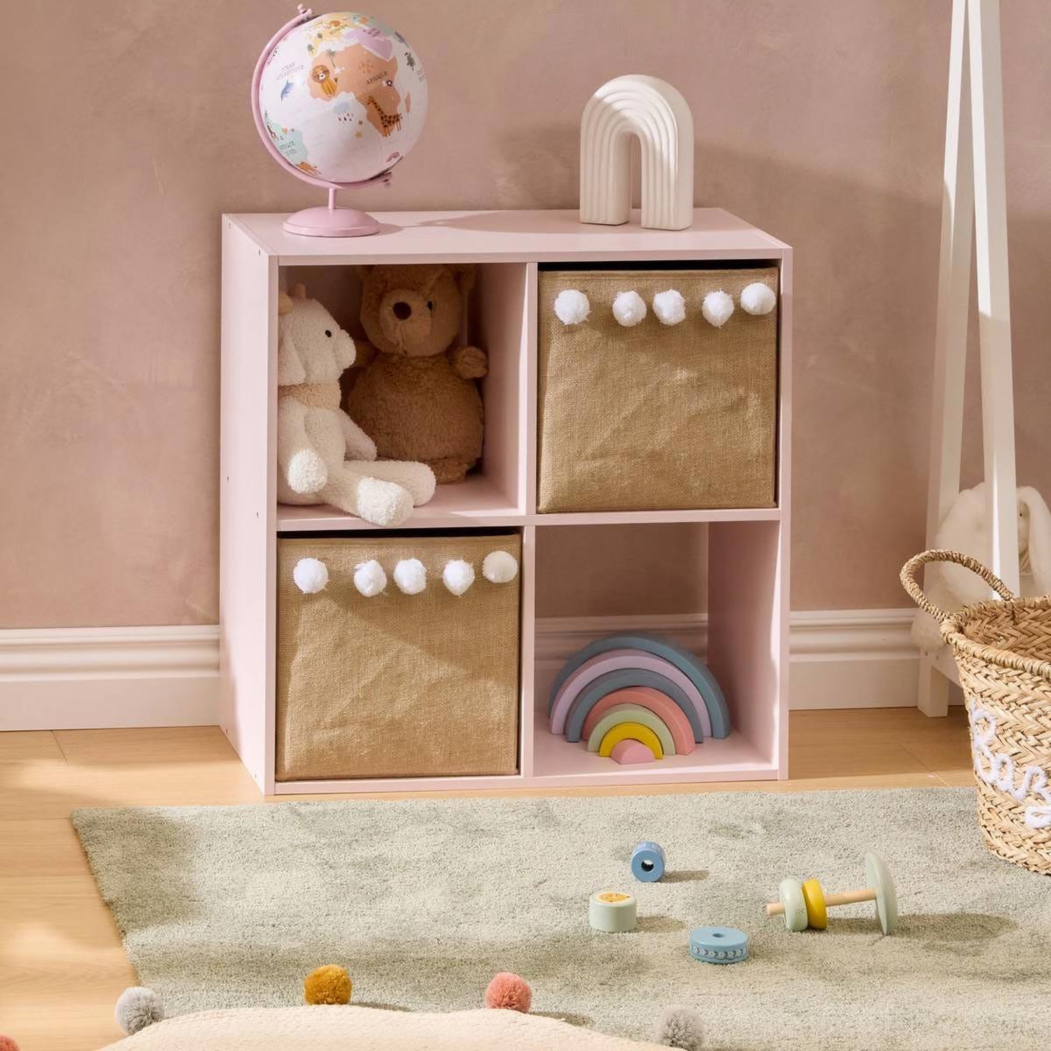 Voir la diapositive 2 : Atmosphera Kids Étagère enfant 4 cases  mix n'modul  63cm rose