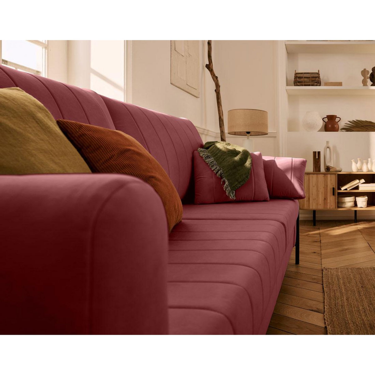 LISA DESIGN Ercolano - canapé 3 places convertible - couchage quotidien - matelas 11 cm - en velours