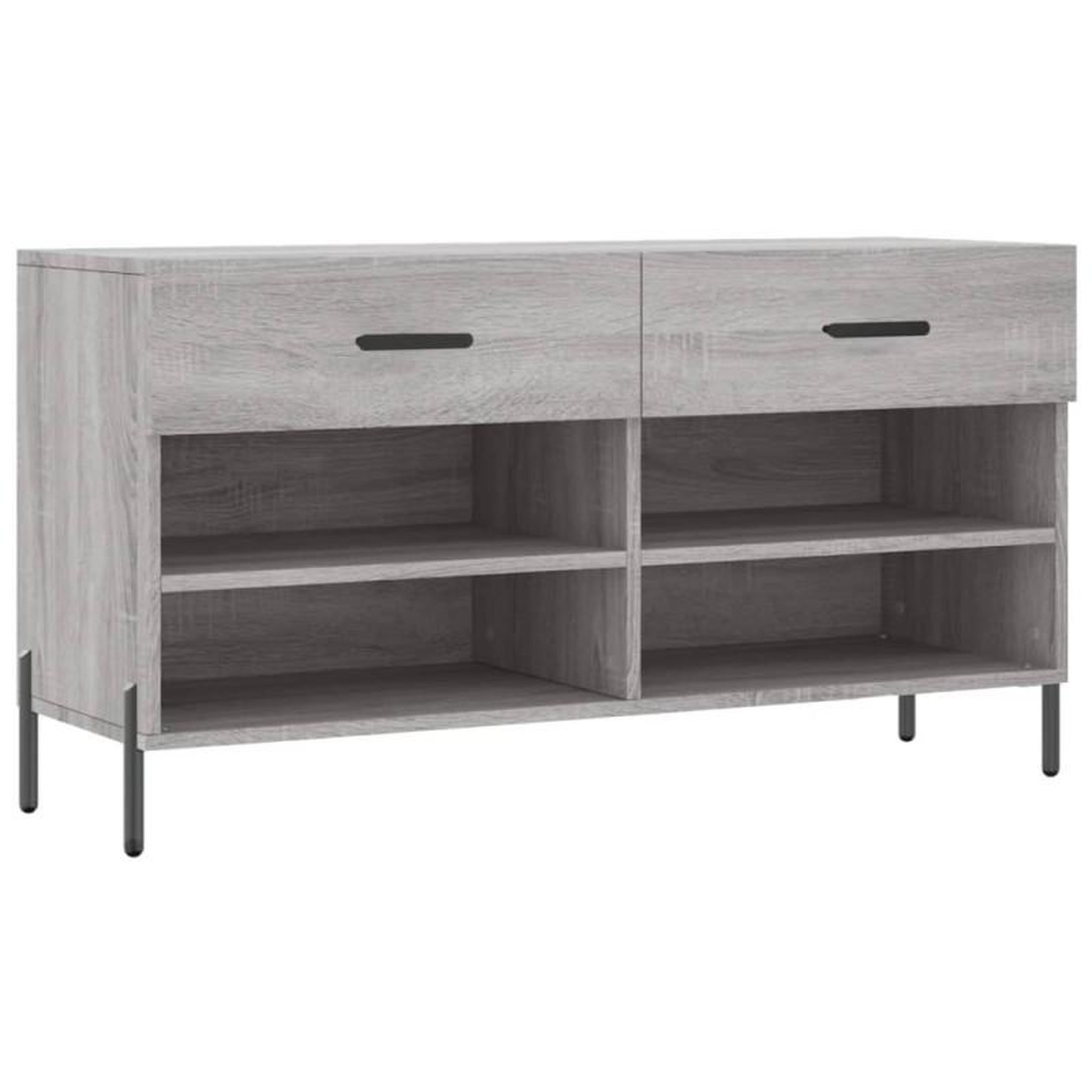 Voir la diapositive 2 : VIDAXL Banc à chaussures sonoma gris 102x35x55 cm bois d ingénierie