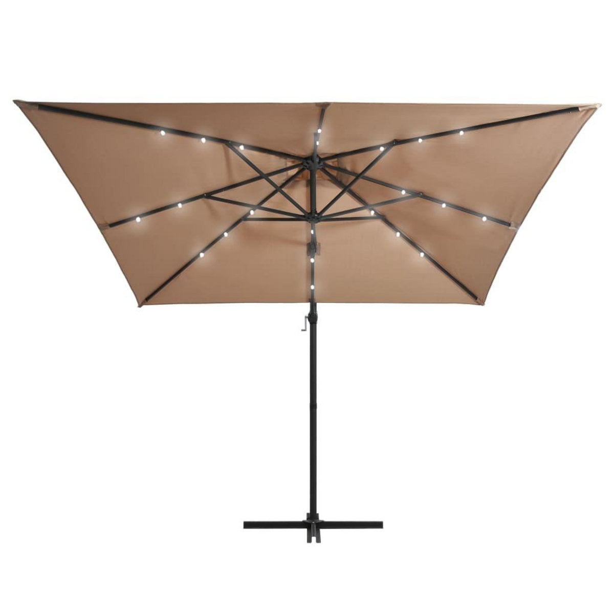 VIDAXL Parasol de jardin en porte-a-faux lumieres LED et mat en acier