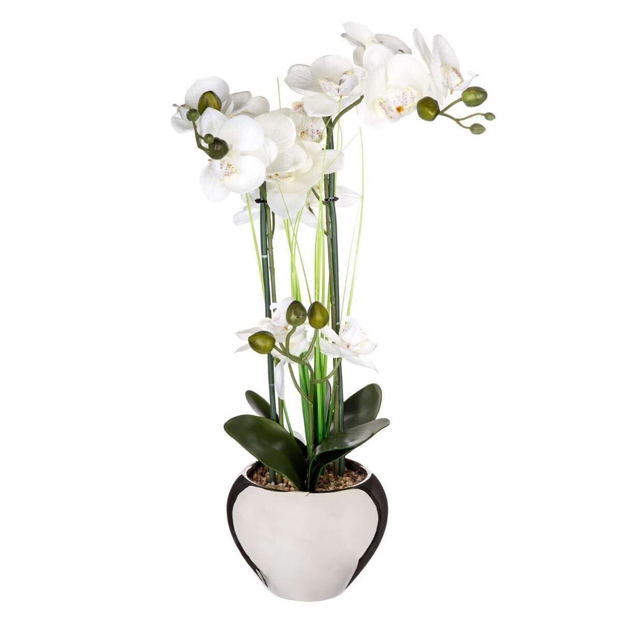 ATMOSPHERA Composition florale & vase  orchidée  53cm argent