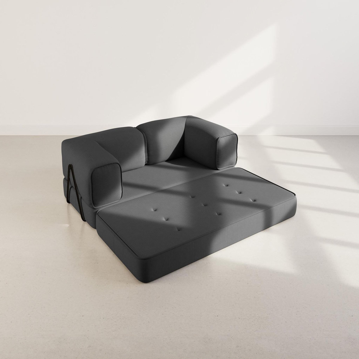 LISA DESIGN Poppy - canapé 3 places convertible en velours côtelé