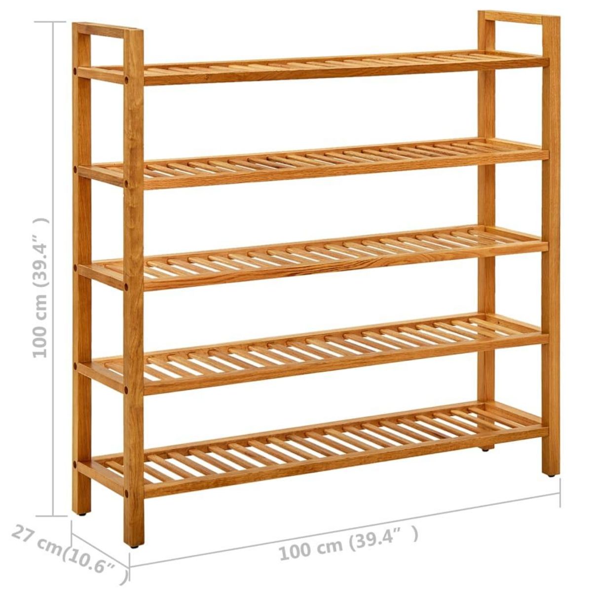 VIDAXL Etagere a chaussures a 5 niveaux 100x27x100 cm Chene massif
