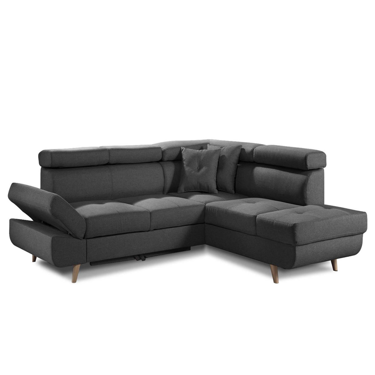 BEST MOBILIER Linea - canapé d'angle droit convertible - 5 places - avec têtières