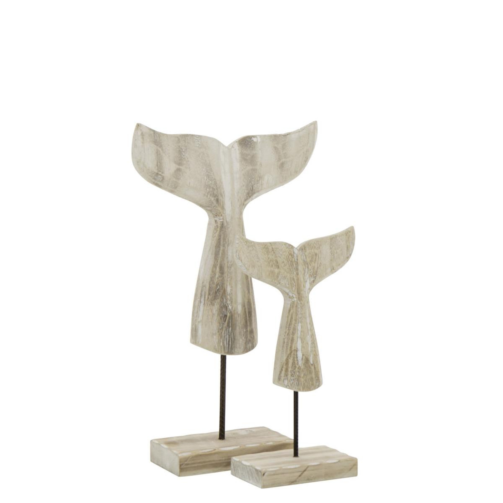 Voir la diapositive 2 : J-LINE Queue de baleine déco en bois  blanchie  44cm naturel