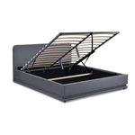 CONCEPT USINE Structure de lit avec LED 160 x 200 cm en velours gris NEWYORK