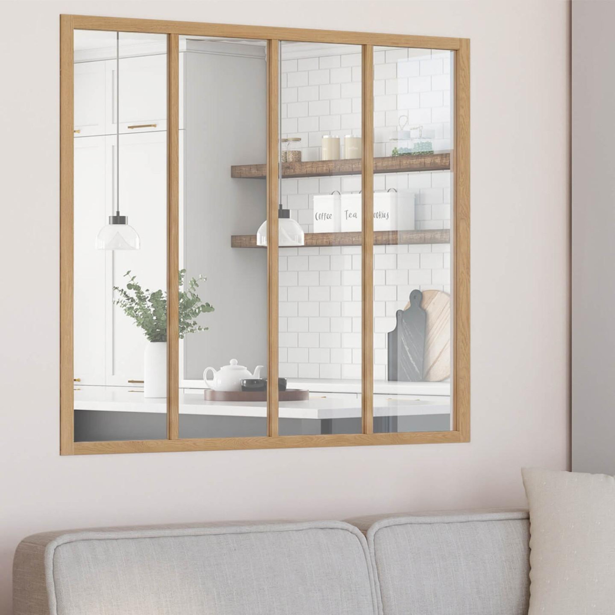 Voir la diapositive 2 : ID MARKET Verrière atelier 4 vitrages l. 116 x h. 108 cm en bois et verre trempé