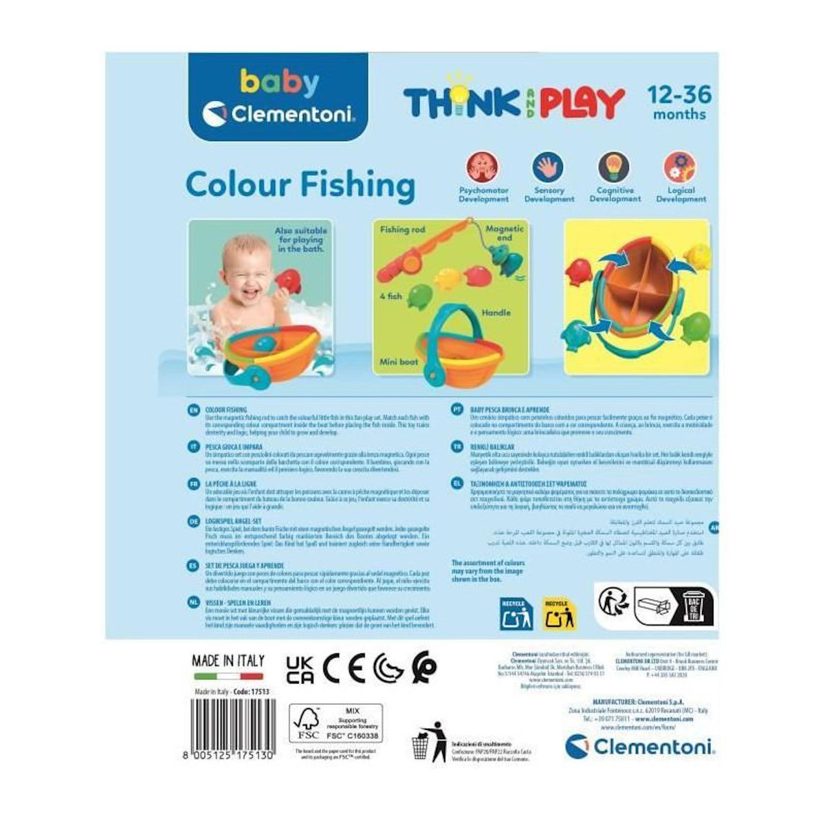 CLEMENTONI Jeu de pêche coloré Clementoni avec ligne magnétique