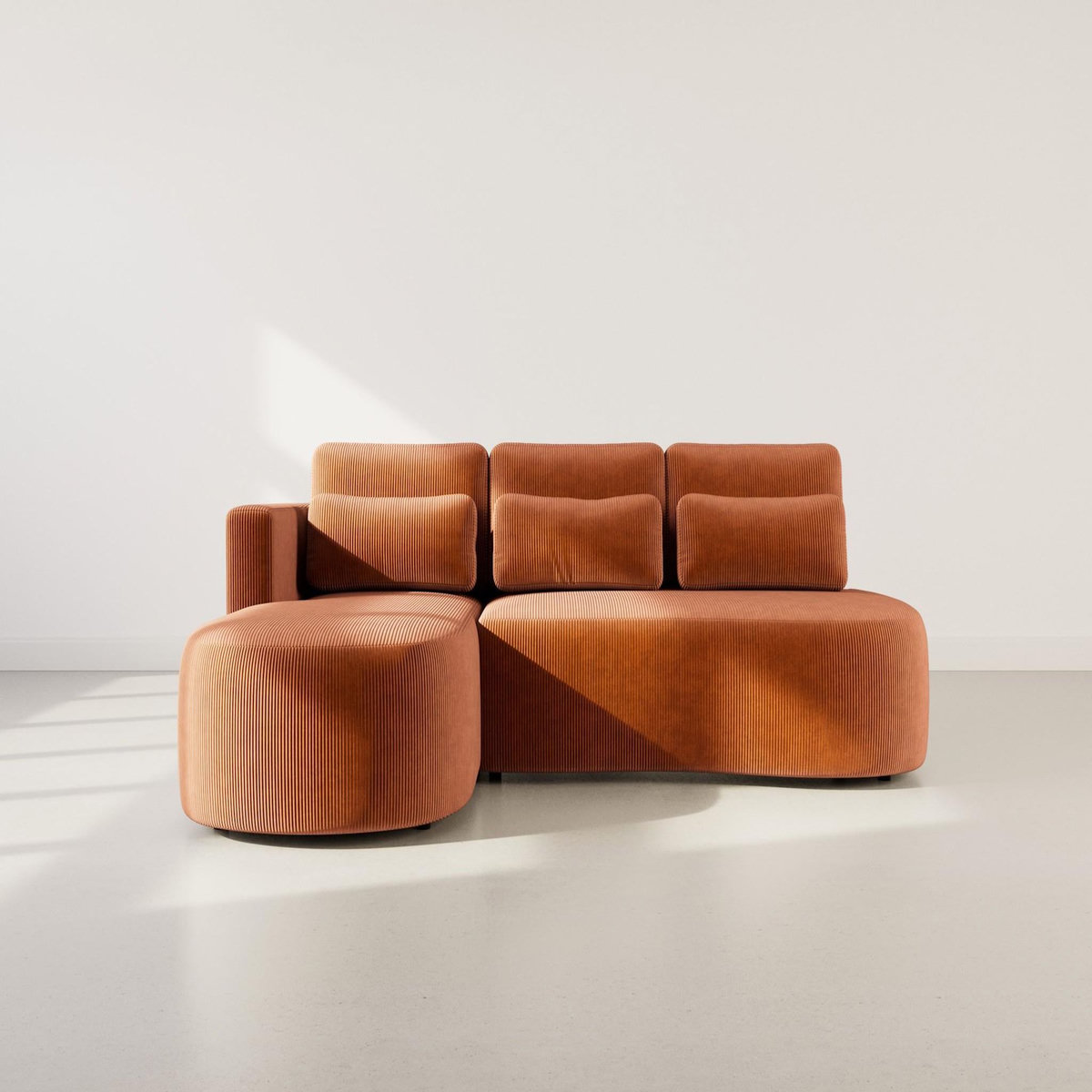 LISA DESIGN Mahina - canapé d'angle gauche 4 places convertible avec coffre en velours côtelé