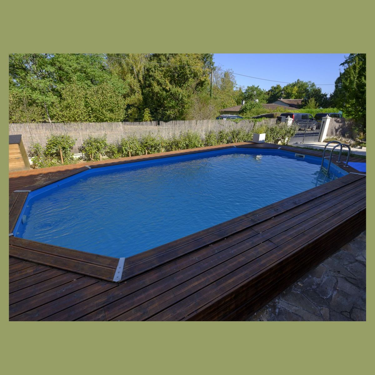 Ubbink Piscine hors sol en bois octogonale liner bleu 4 x 6,10-H1,20 m AZURA