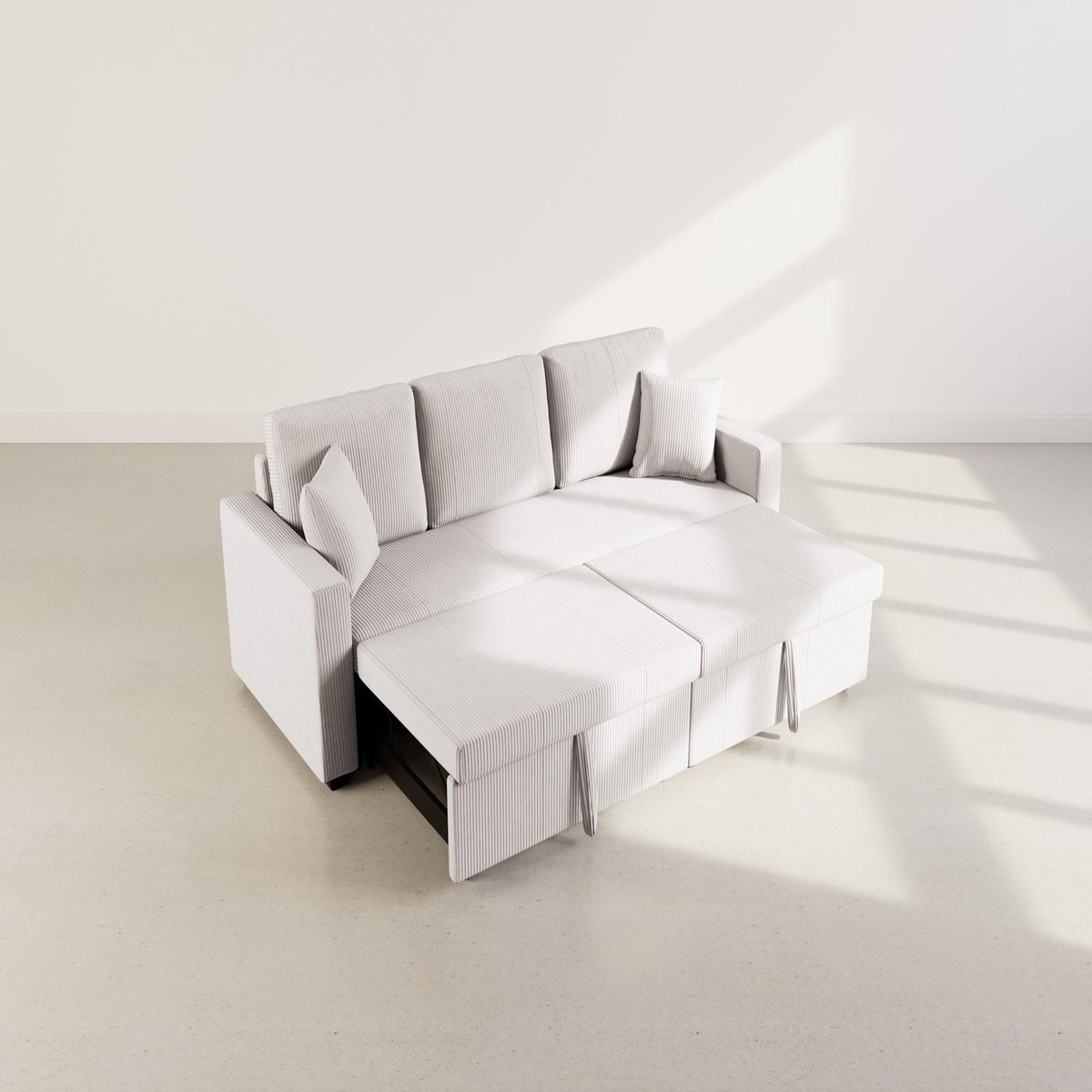 BEST MOBILIER Cyrus - canapé droit 3 places convertible en velours côtelé