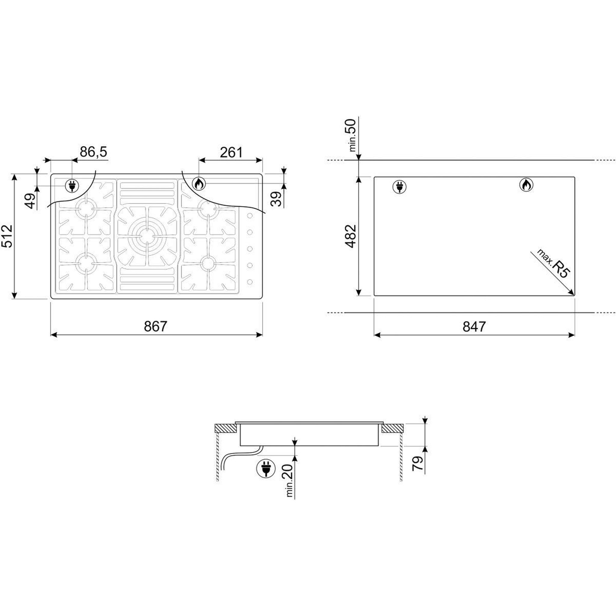Voir la diapositive 4 : SMEG Plaque gaz PGF75-4