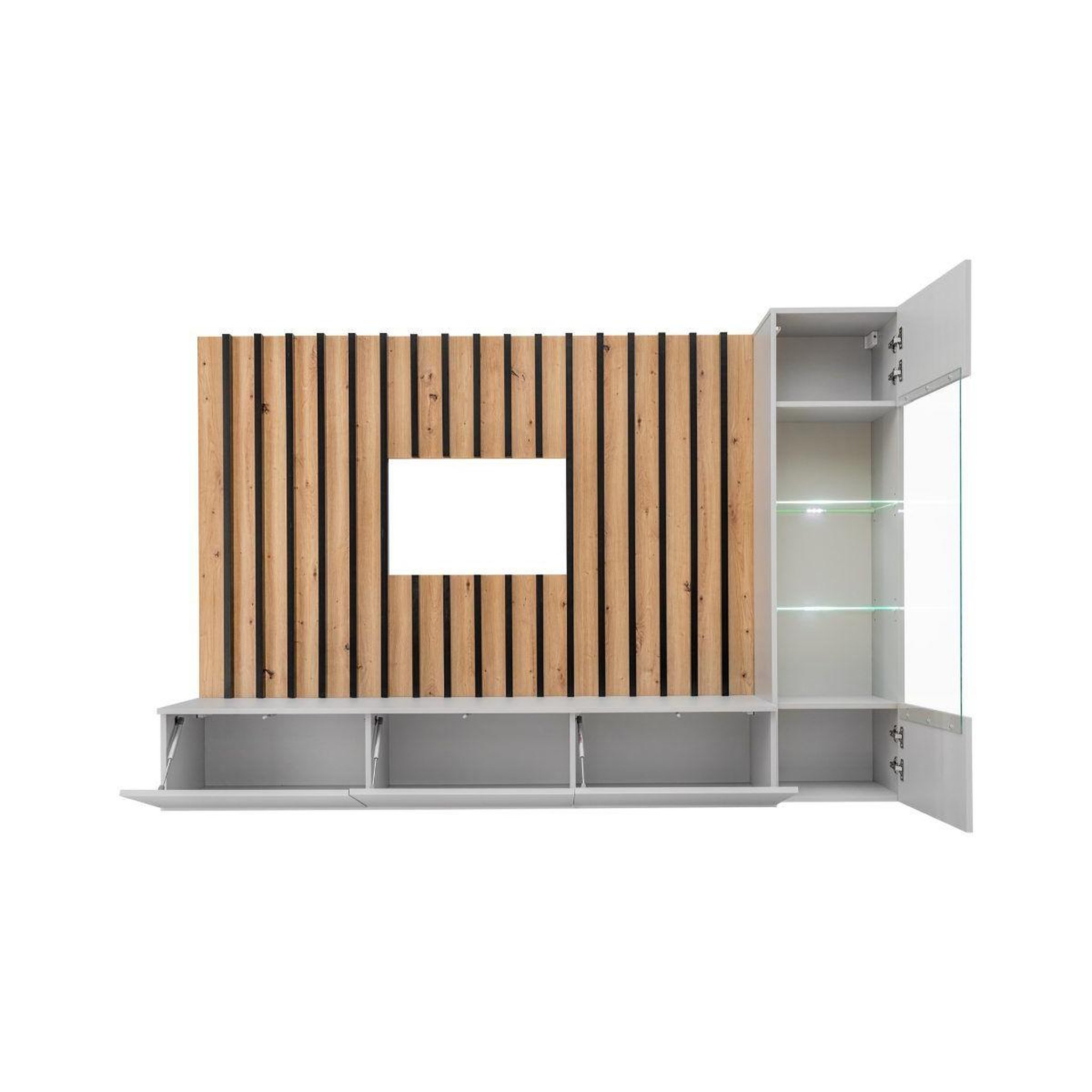 Voir la diapositive 4 : Paris Prix Ensemble meuble tv design  verti  220cm gris & naturel