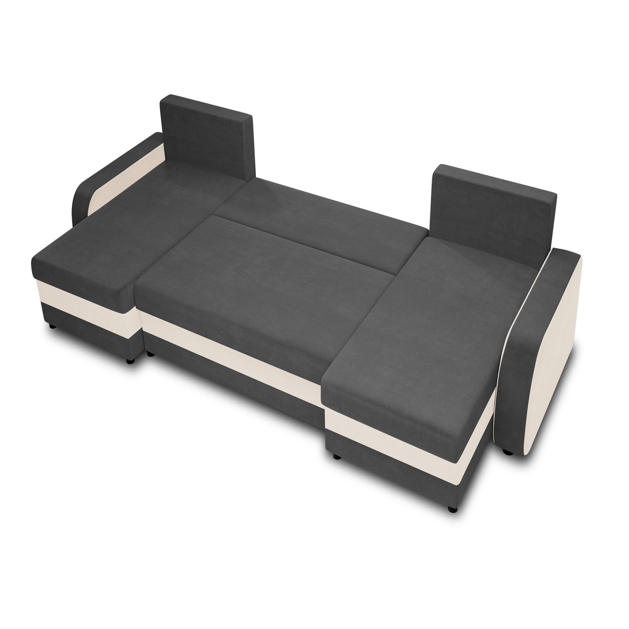 Voir la diapositive 2 : BEST MOBILIER Valos - canapé panoramique en u - 7 places - convertible avec coffre - en velours