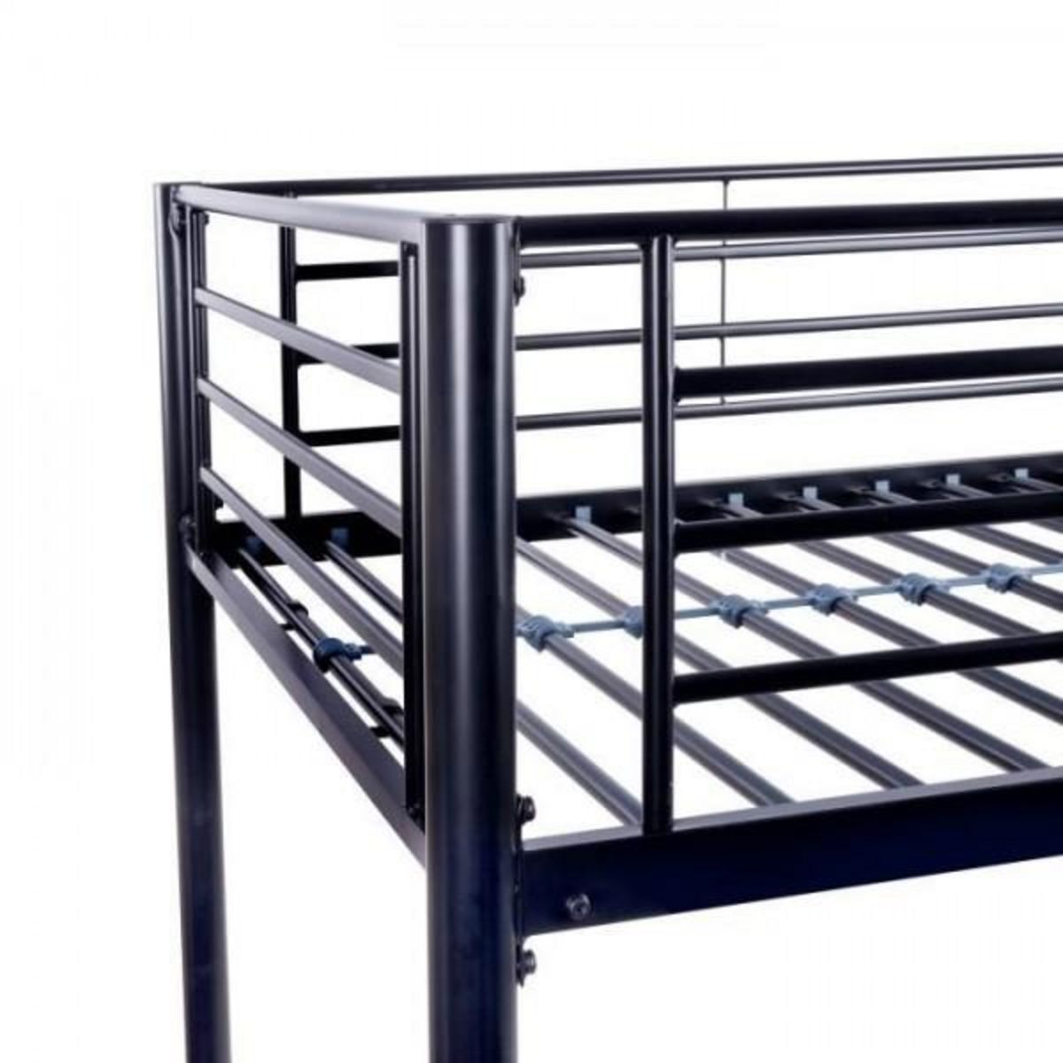 MARKET24 Lit mezzanine enfant ELIOT en métal noir 90x190cm avec sommier inclus