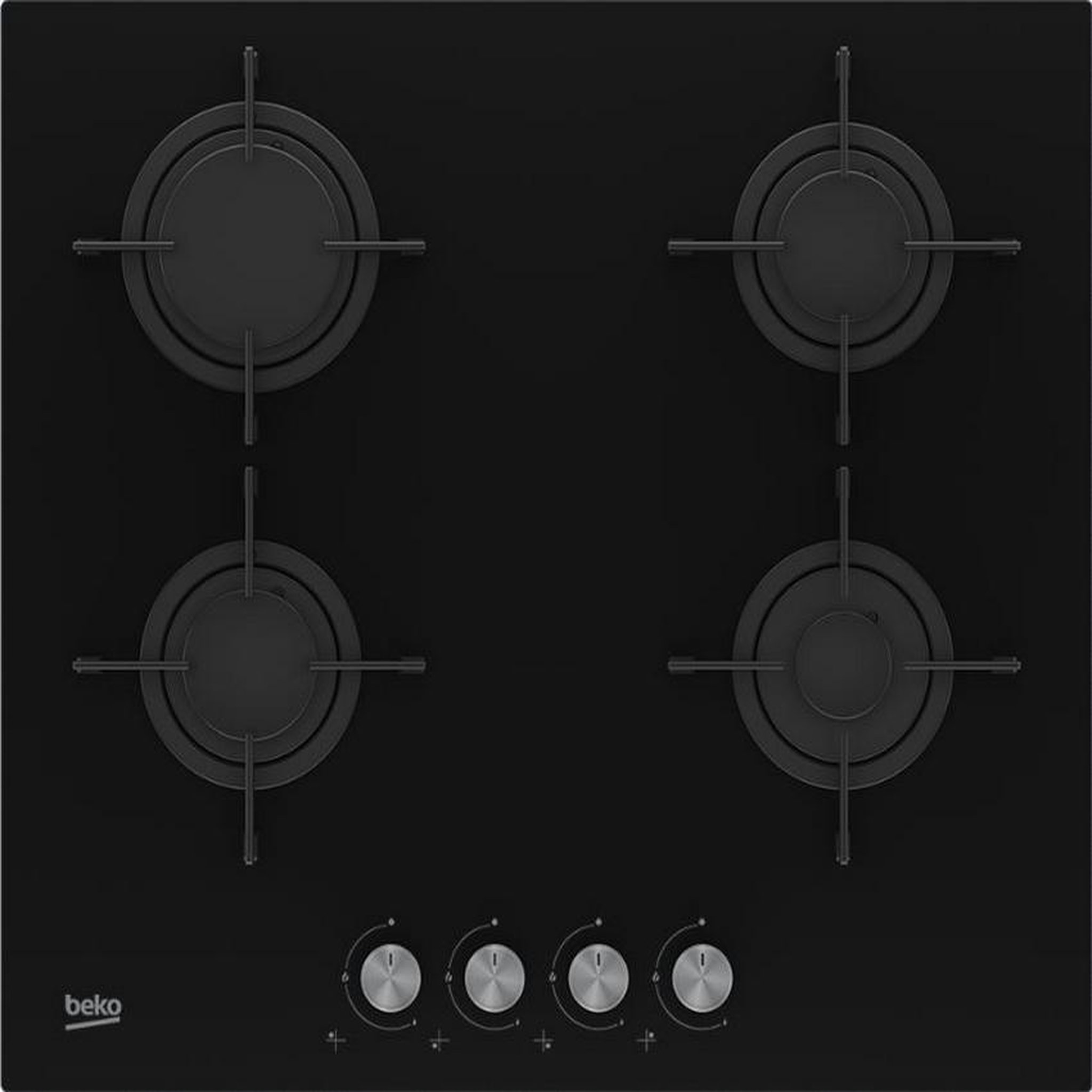 Beko Table de cuisson gaz 60cm 4 feux 7400w verre noir - hilg64221s