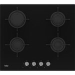 Beko Table de cuisson gaz 60cm 4 feux 7400w verre noir - hilg64221s