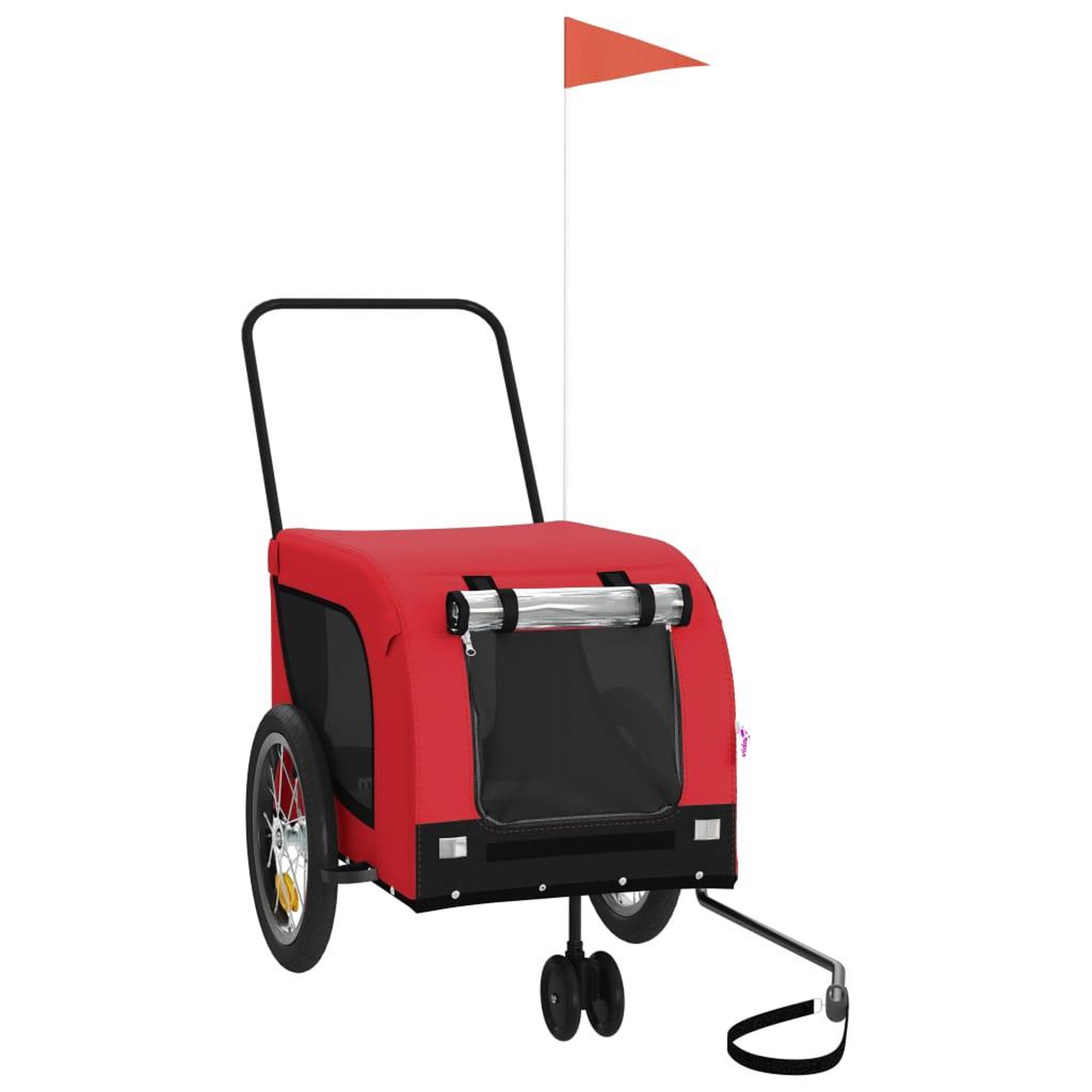 Voir la diapositive 2 : VIDAXL Remorque de velo pour animaux de compagnie rouge et noir