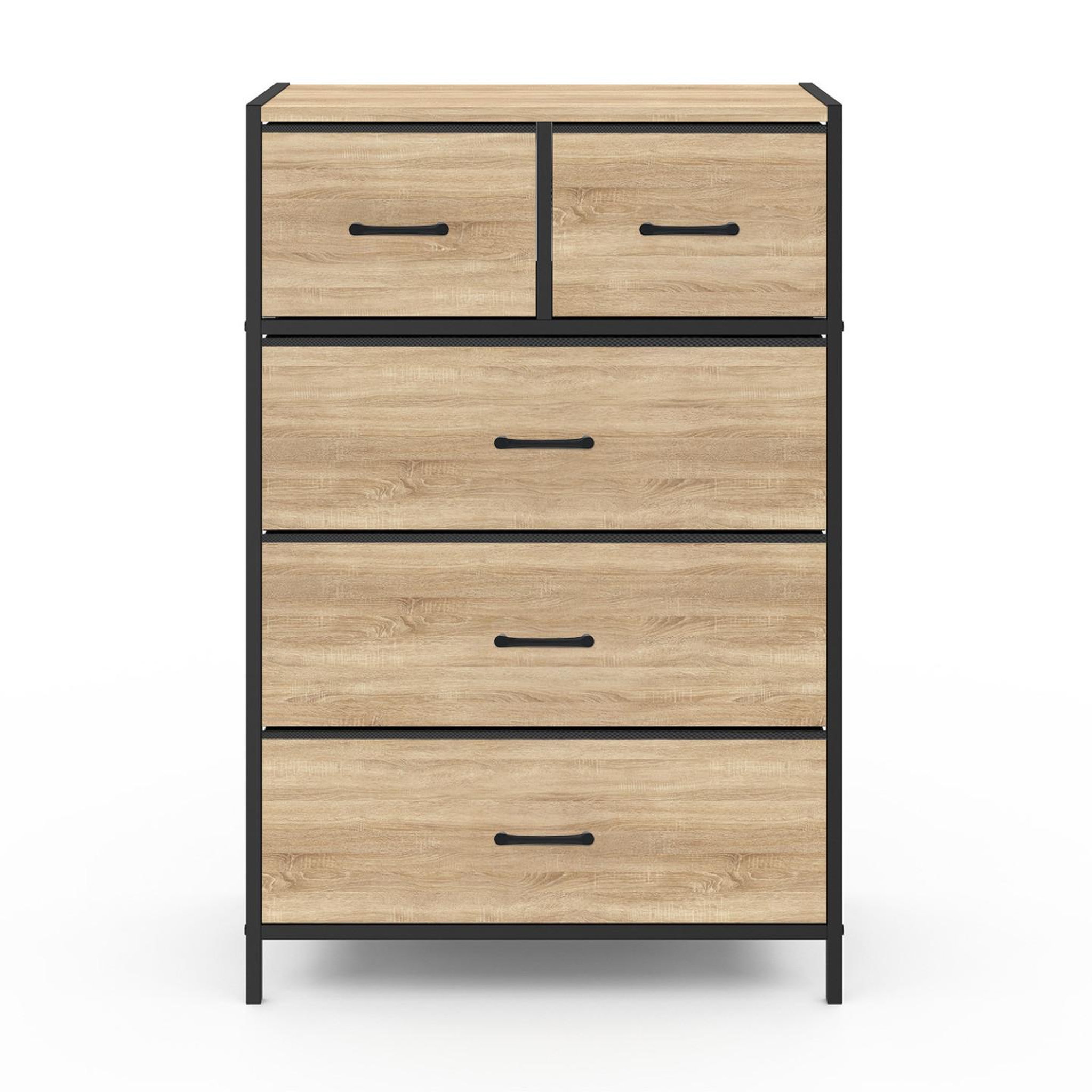 Voir la diapositive 3 : ID MARKET Chiffonnier 5 tiroirs en tissu utah 60x30x90 cm commode semainier design industriel