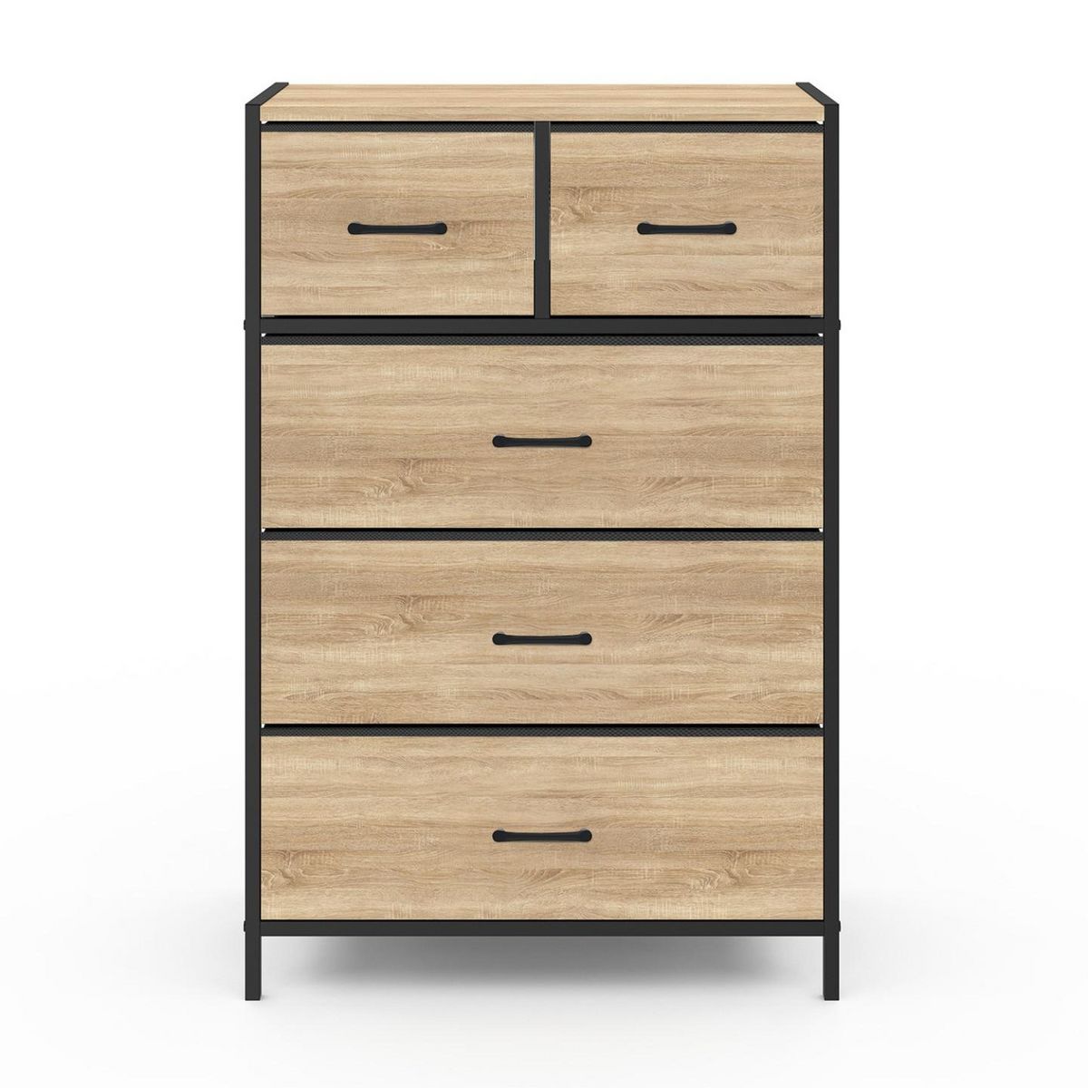 ID MARKET Chiffonnier 5 tiroirs en tissu UTAH 60 cm commode semainier design industriel