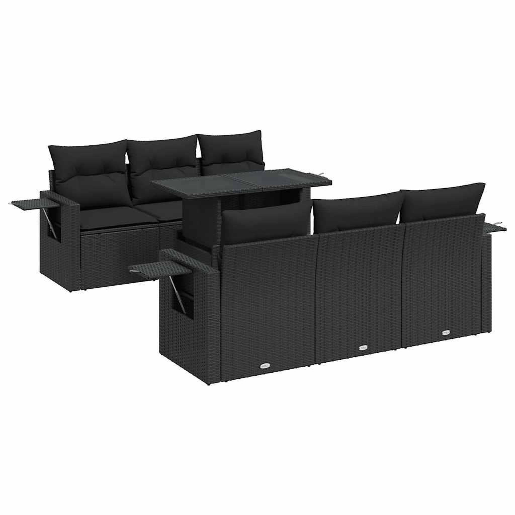 Voir la diapositive 2 : VIDAXL Salon de jardin 7 pcs avec coussins noir resine tressee