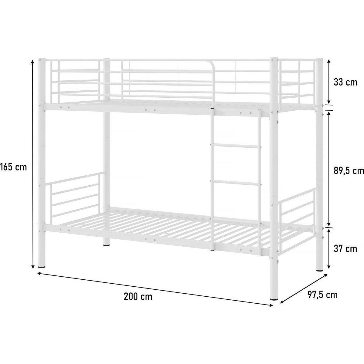 Habitat et Jardin Lit superposé  ADAM  -  90 x 190 cm - Métal - Blanc