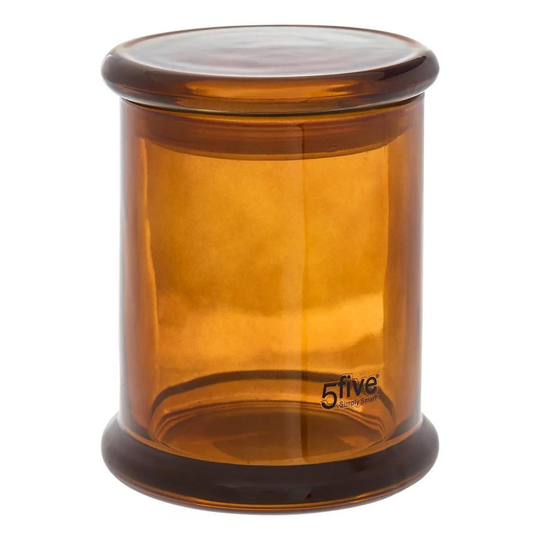 FIVE Pot à cotons en verre  teinté  11cm marron
