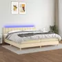 VIDAXL Sommier a lattes de lit et matelas et LED Creme 200x200cm Tissu