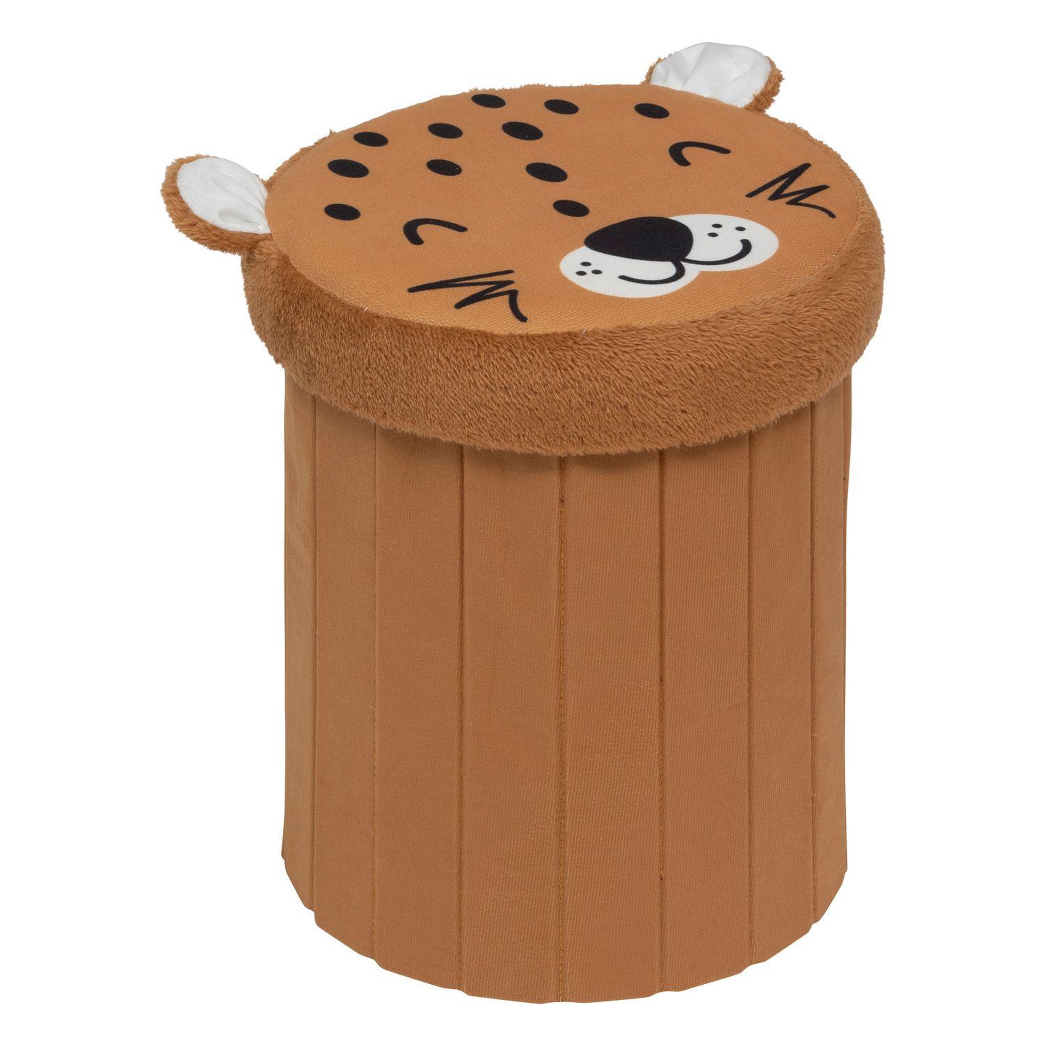 ATMOSPHERA Pouf-coffre enfant imprimé léopard anoki - marron