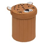 ATMOSPHERA Pouf-coffre enfant imprimé léopard ANOKI - Marron