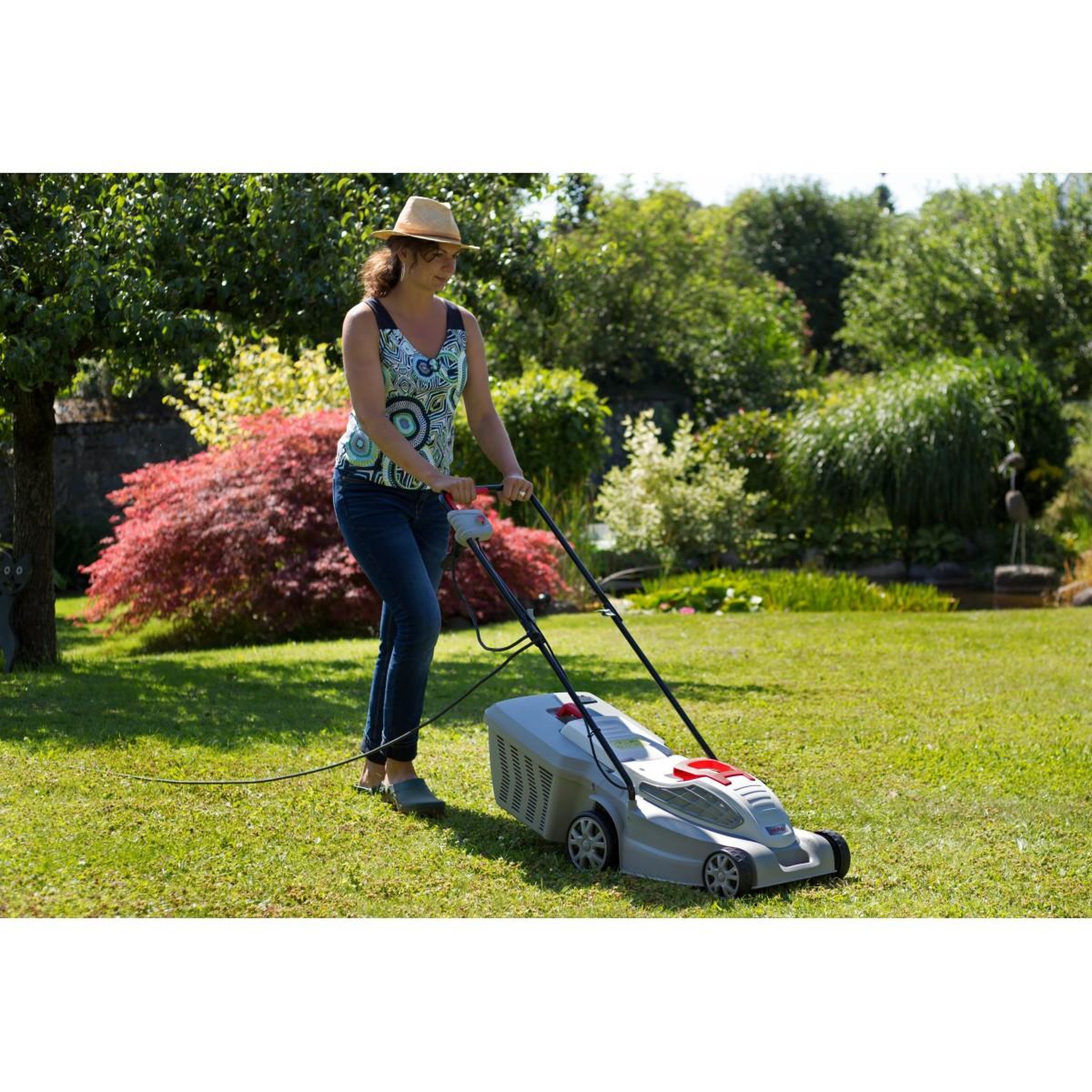 Voir la diapositive 2 : Ikra Tondeuse électrique 1600w largeur de coupe 38cm tonte & ramassage pelouse, tondeuse gazon bac 45l ikra