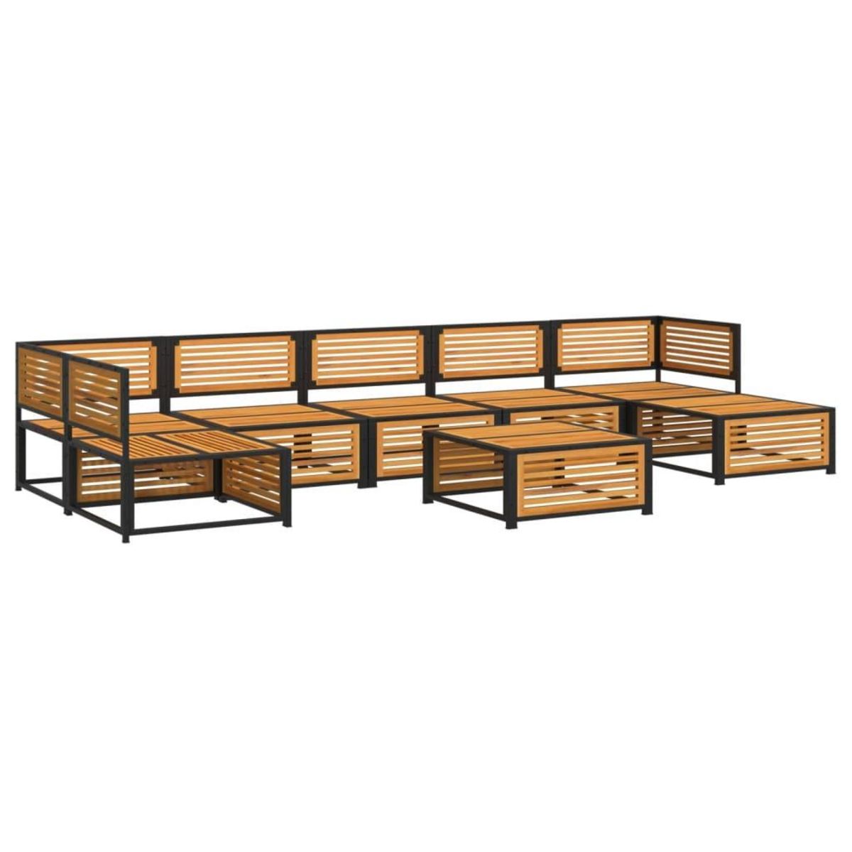 VIDAXL Salon de jardin avec coussins 8 pcs bois massif d'acacia