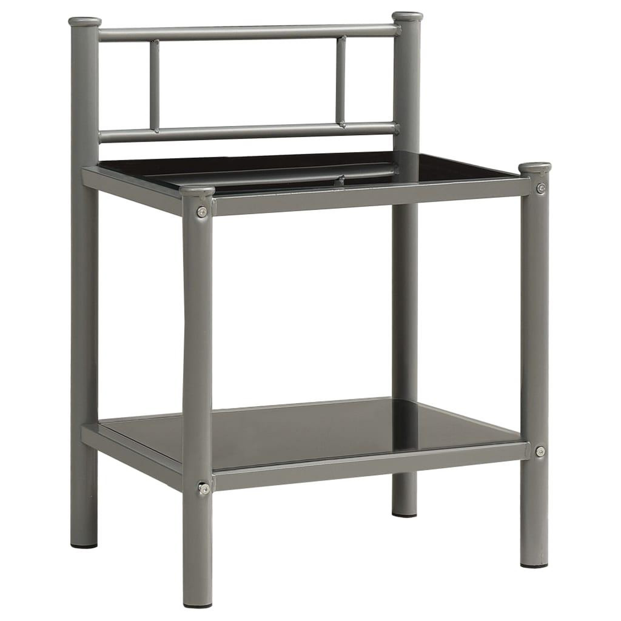 Voir la diapositive 3 : VIDAXL Tables de chevet 2 pcs Gris et noir Metal et verre