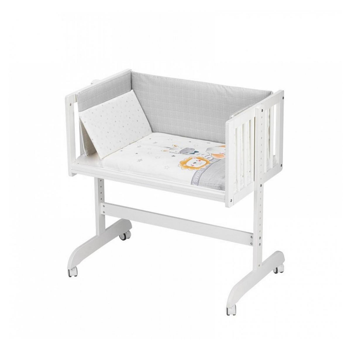 INTERBABY Berceau Cododo Blanc avec Parure Animaux - Sécurité et Confort pour Bébé