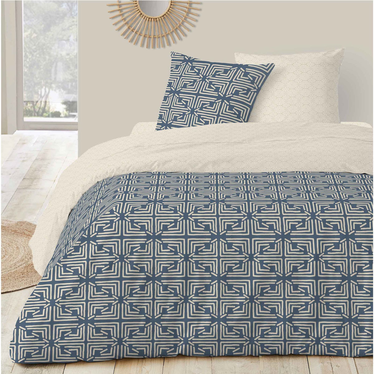 Parure housse de couette en polycoton motif ethnique MAZATI 