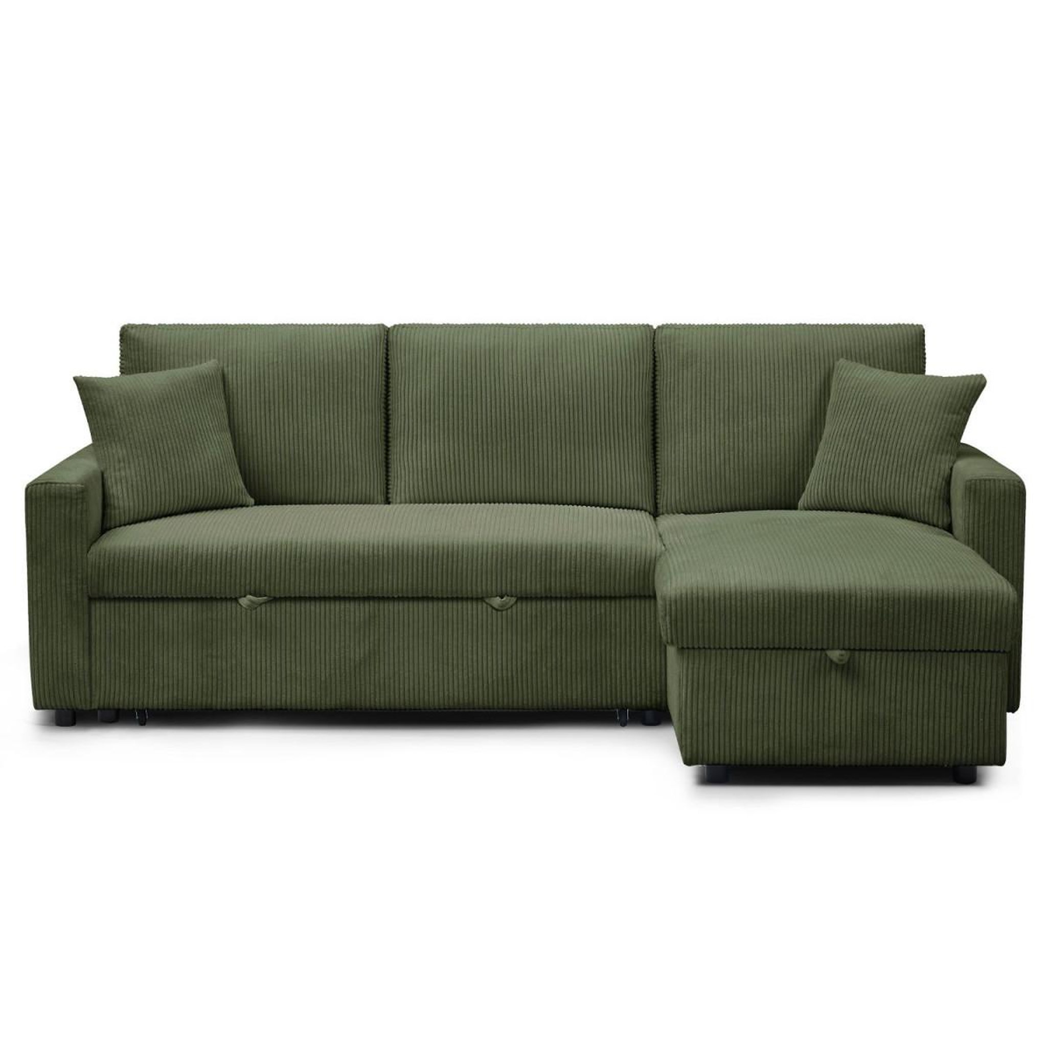 Paris Prix Canapé d'angle convertible  en velours côtelé  brooke  230cm vert