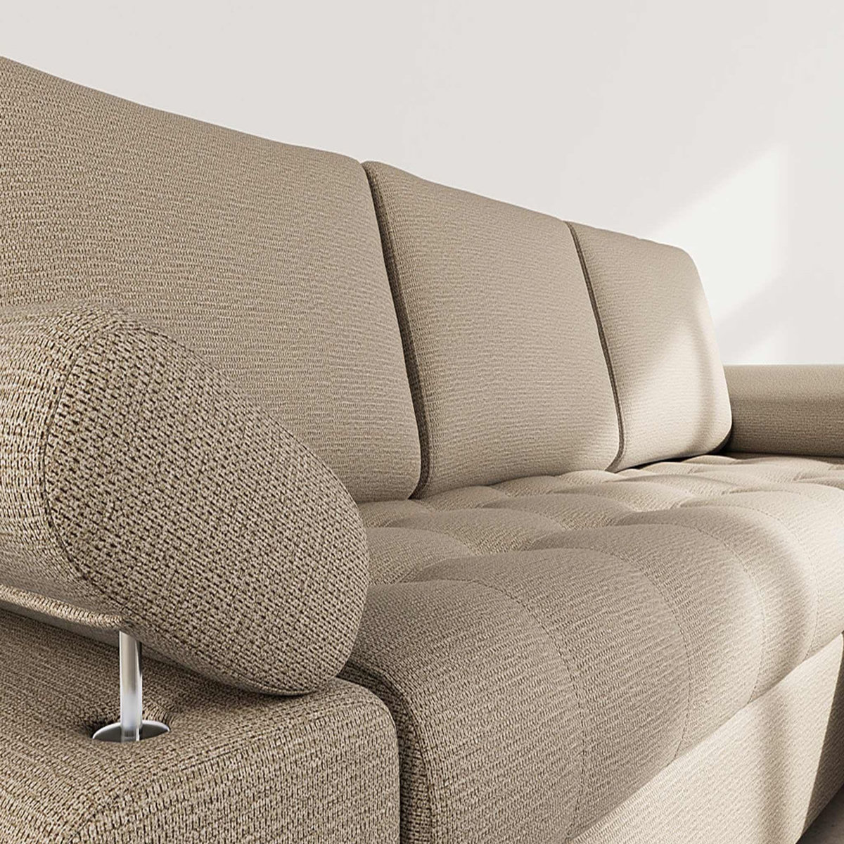 BEST MOBILIER Bianca - canapé d'angle droit 4 places convertible avec coffre en tissu texturé