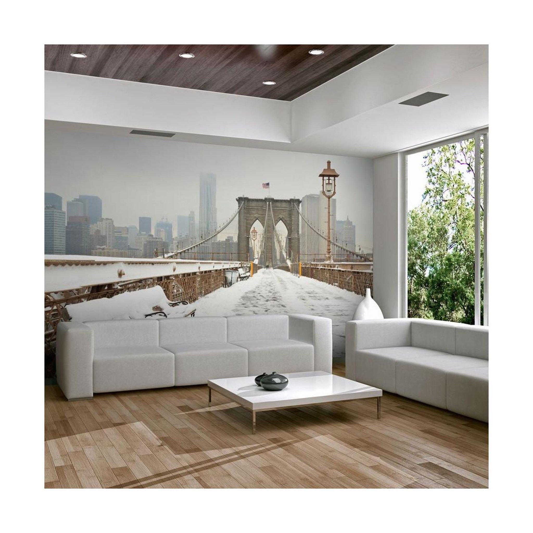 Voir la diapositive 1 : Paris Prix Papier Peint  Pont de Brooklyn Couvert de Neige